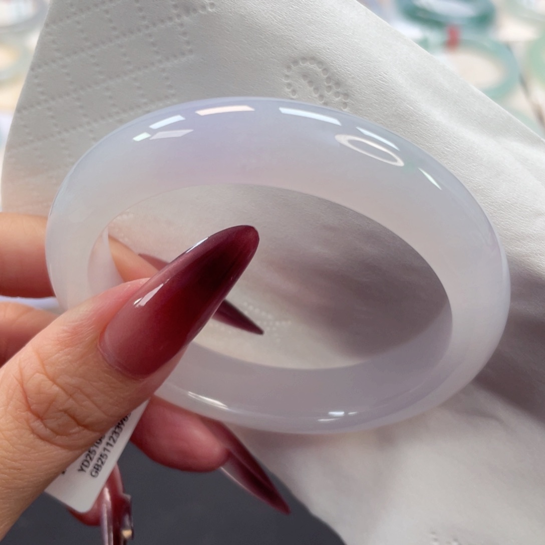 未镶嵌手镯翡翠2号54.3种老细腻粉白月光