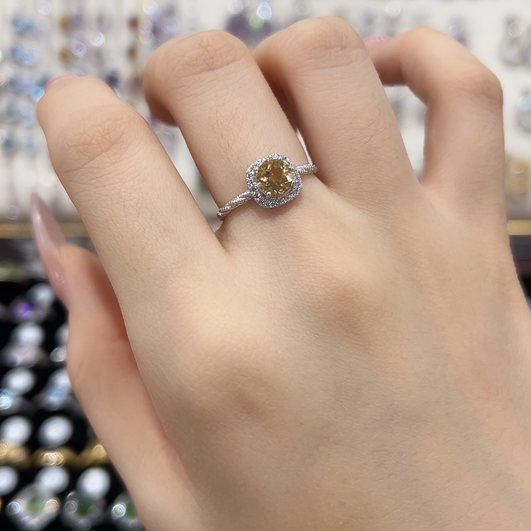 黄晶银S925镶嵌戒指