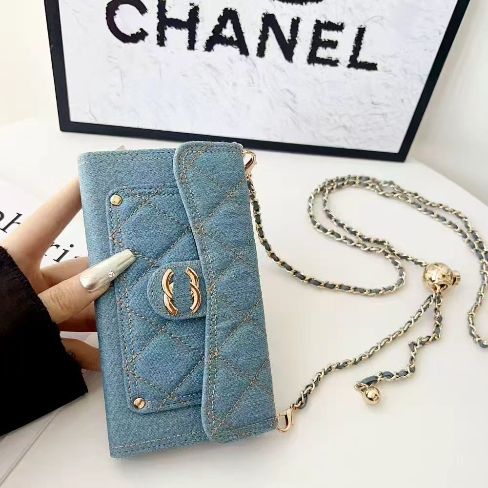 牛仔小香三折手机壳苹果手机壳17promax适用14新款15防摔13全包16