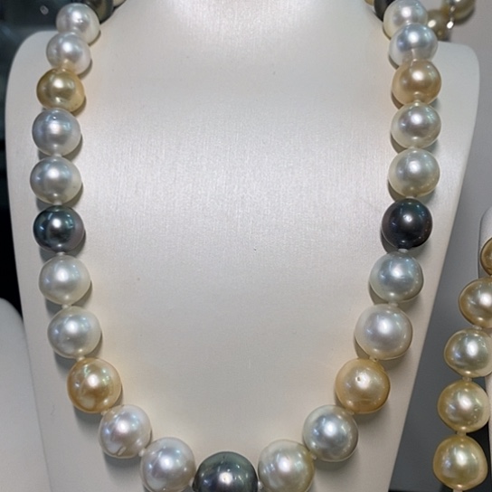 海水珍珠颈饰银S925镶嵌12-15