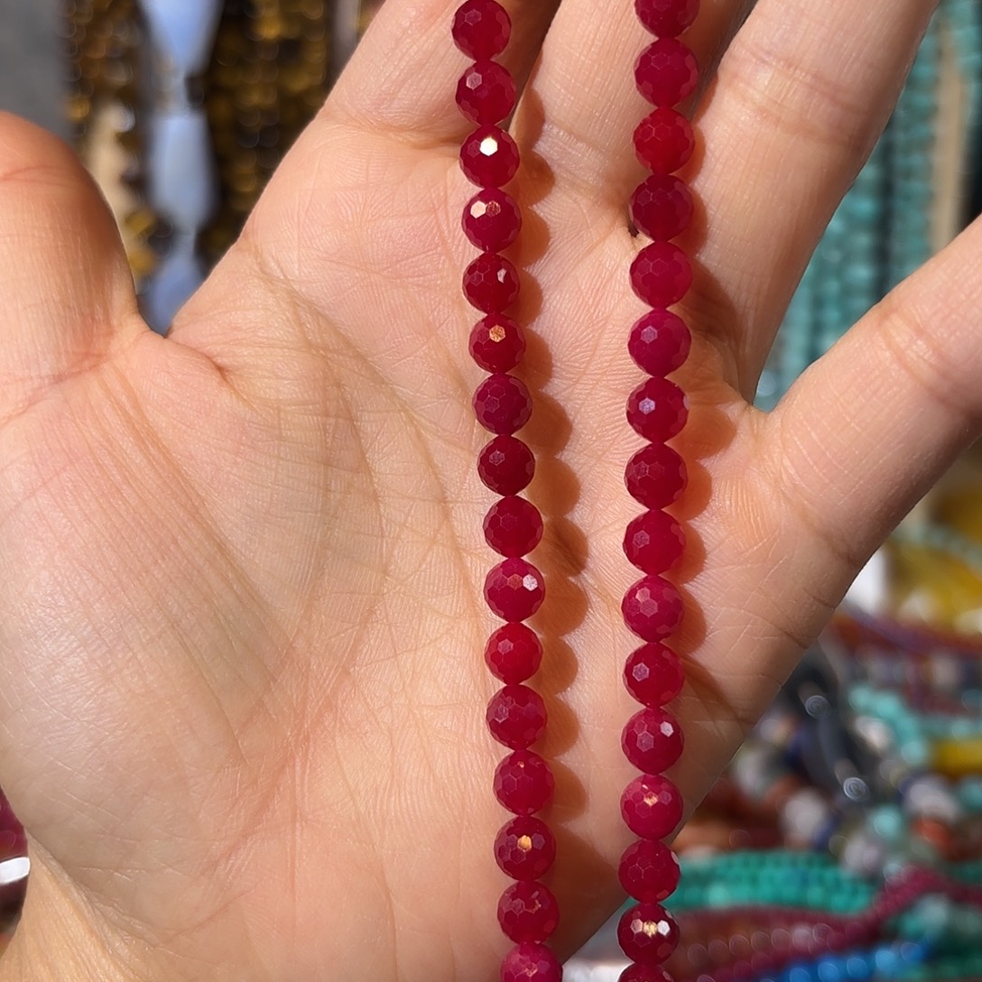 玛瑙/玉髓未镶嵌珠宝半成品红宝石卡6一条