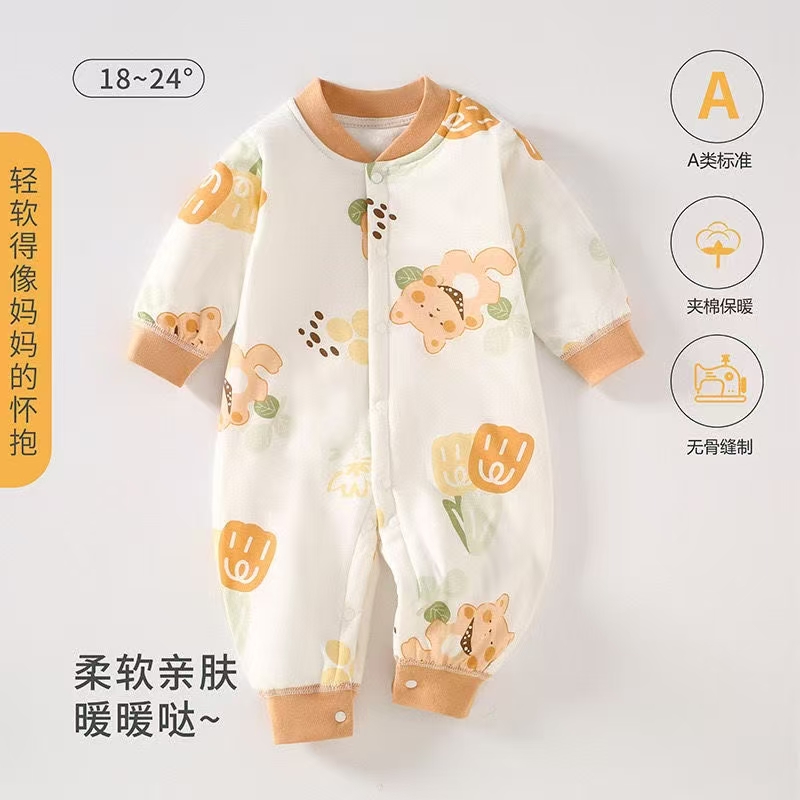40g 新生儿薄棉  纯棉无骨  秋冬 爬服 双层护肚