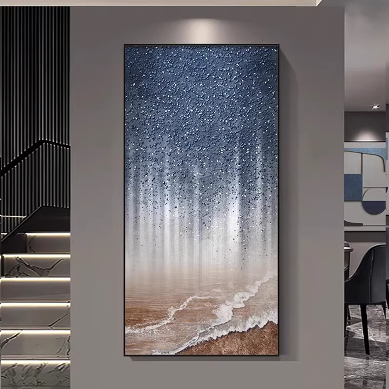 轻奢大气玄关装饰画抽象肌理艺术入户进门挂画高级感走廊过道壁画