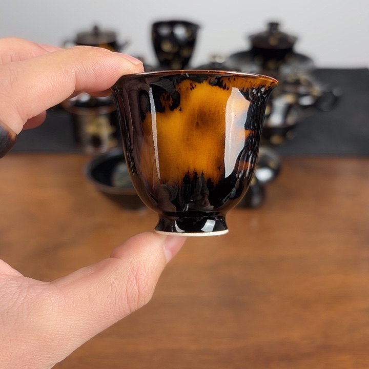 瓷新人福利玳瑁釉闻香客杯