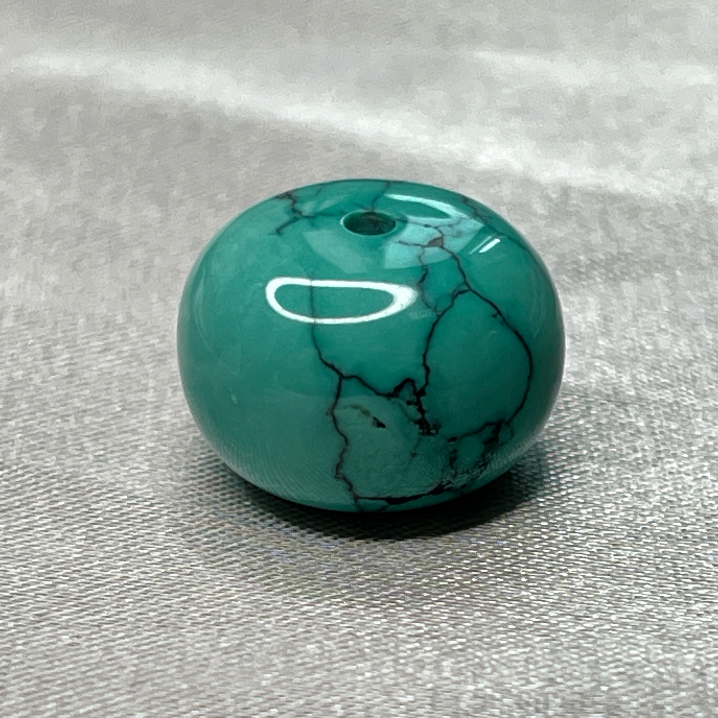 原矿高瓷绿松石老型鼓珠配饰15.6*10.9mm重4.52克