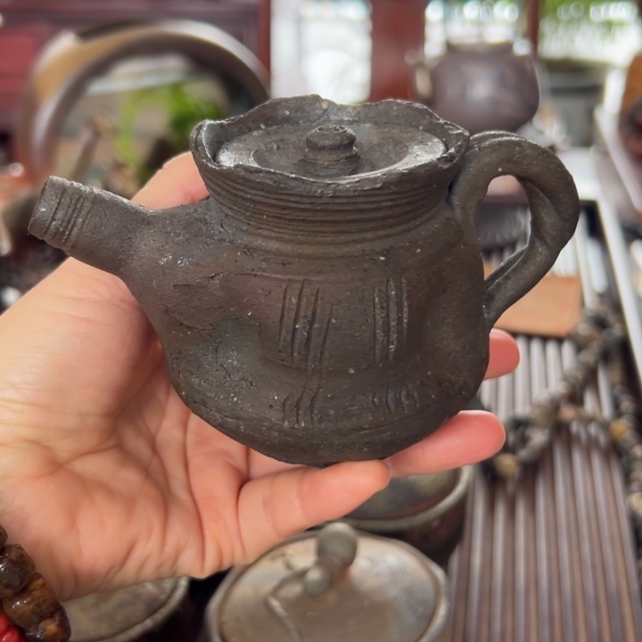 南蛮烧后手壶冈安广宗作品瑕疵特价