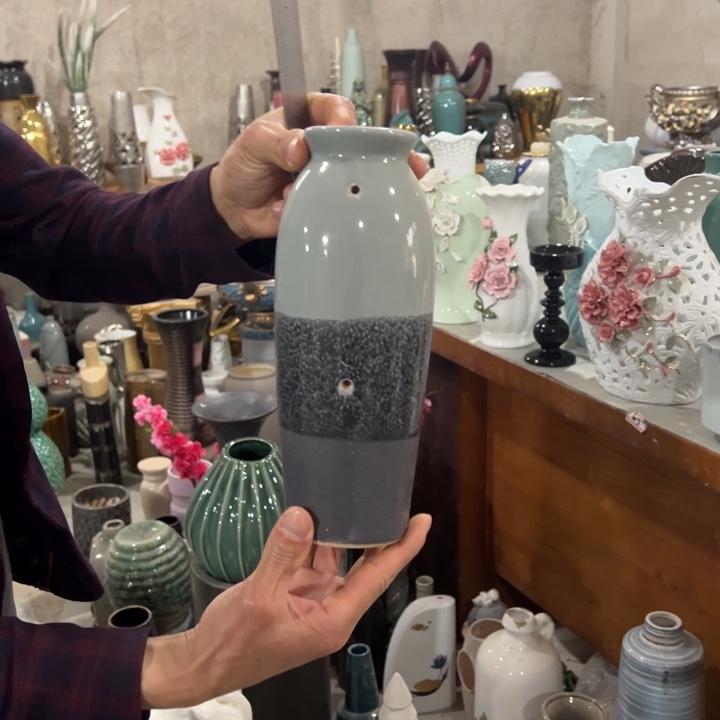 摆件高度25厘米口径5厘米微瑕捡漏侧孔