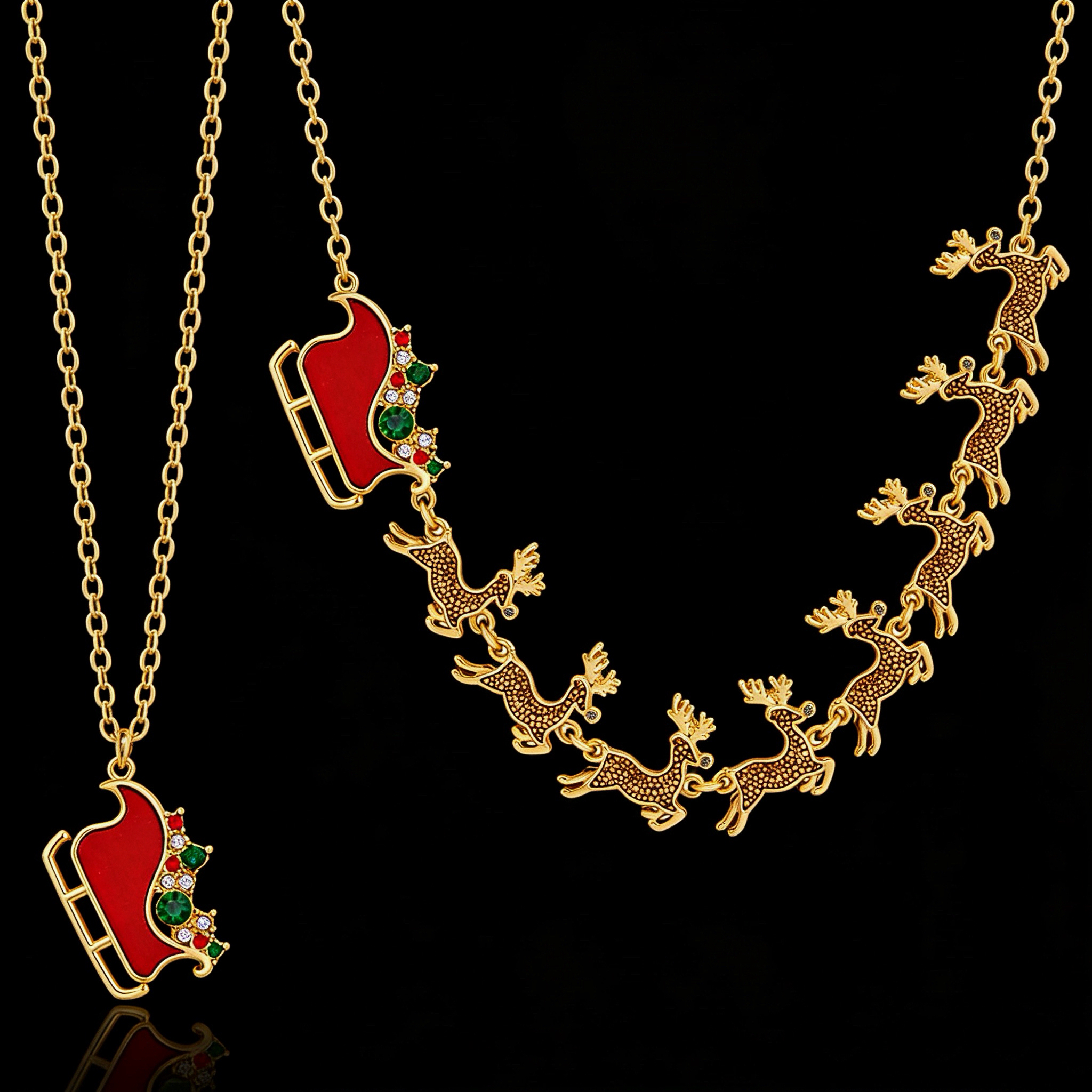 铜合金吊坠 MKY小众/小鹿项链红色颈链百搭法式时尚轻奢中古手工