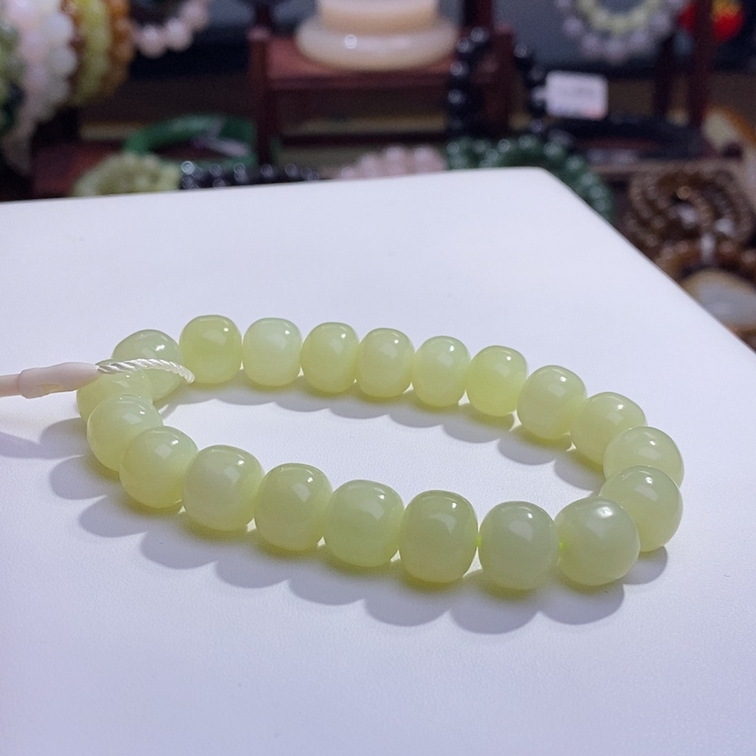 和田玉新疆黄口老矿料高冰老型珠手串10m未镶嵌