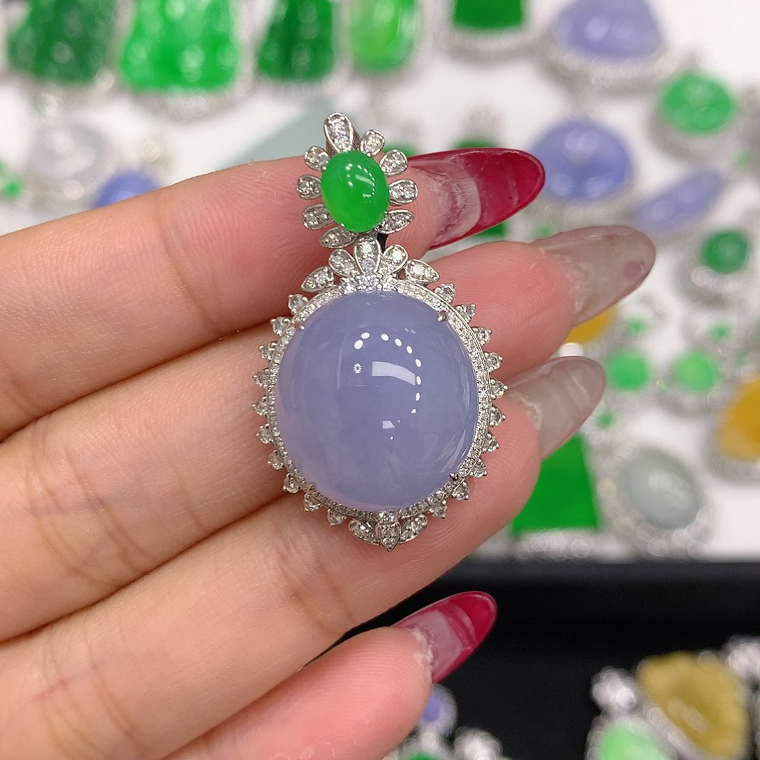 翡翠颈饰18K金镶嵌111111111