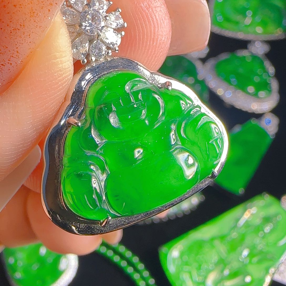 翡翠银S925镶嵌颈饰天然