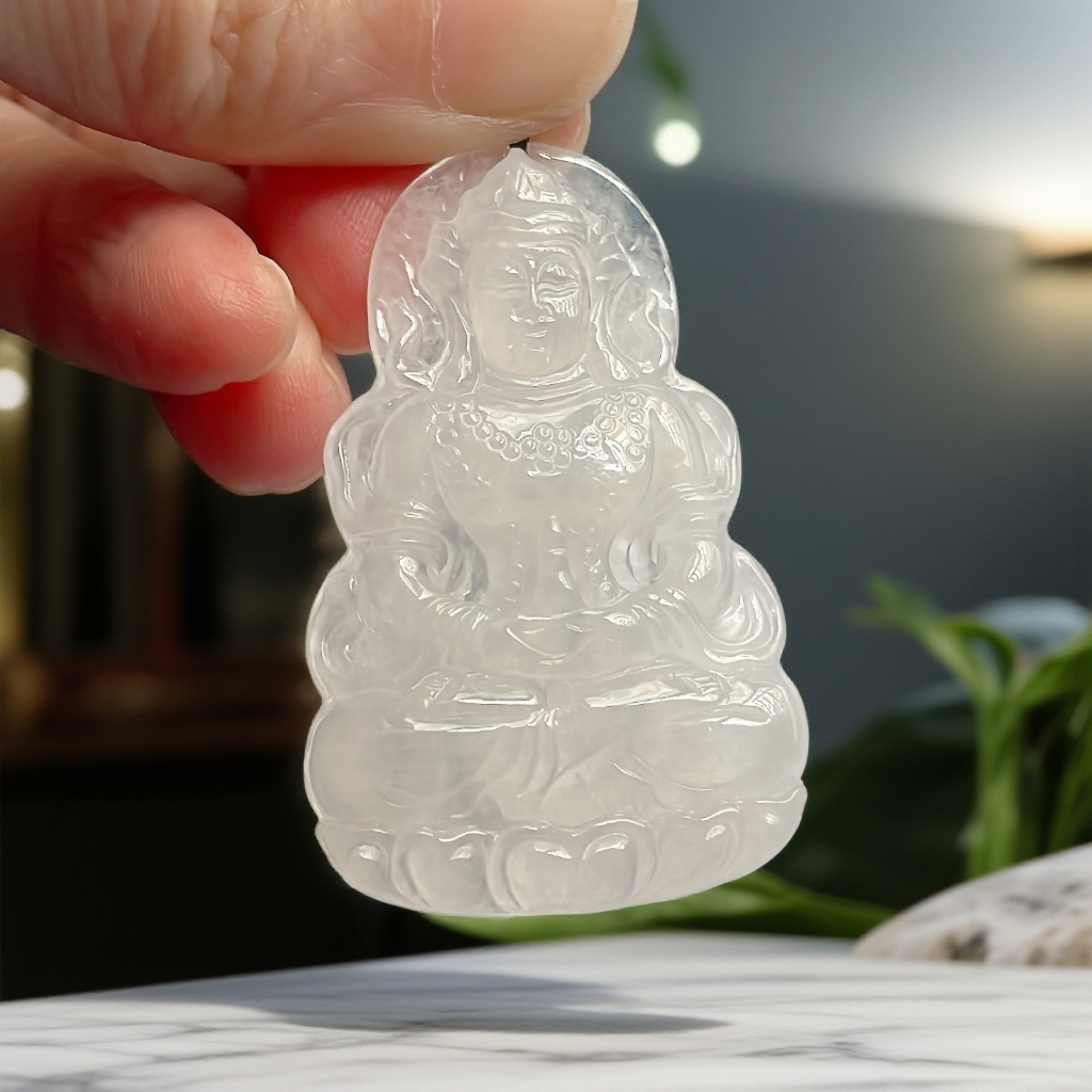 天然A货翡翠度母翡翠吊坠，假一赔三，多样性发其一