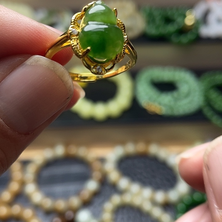 和田玉（碧玉）银S925镶嵌戒指