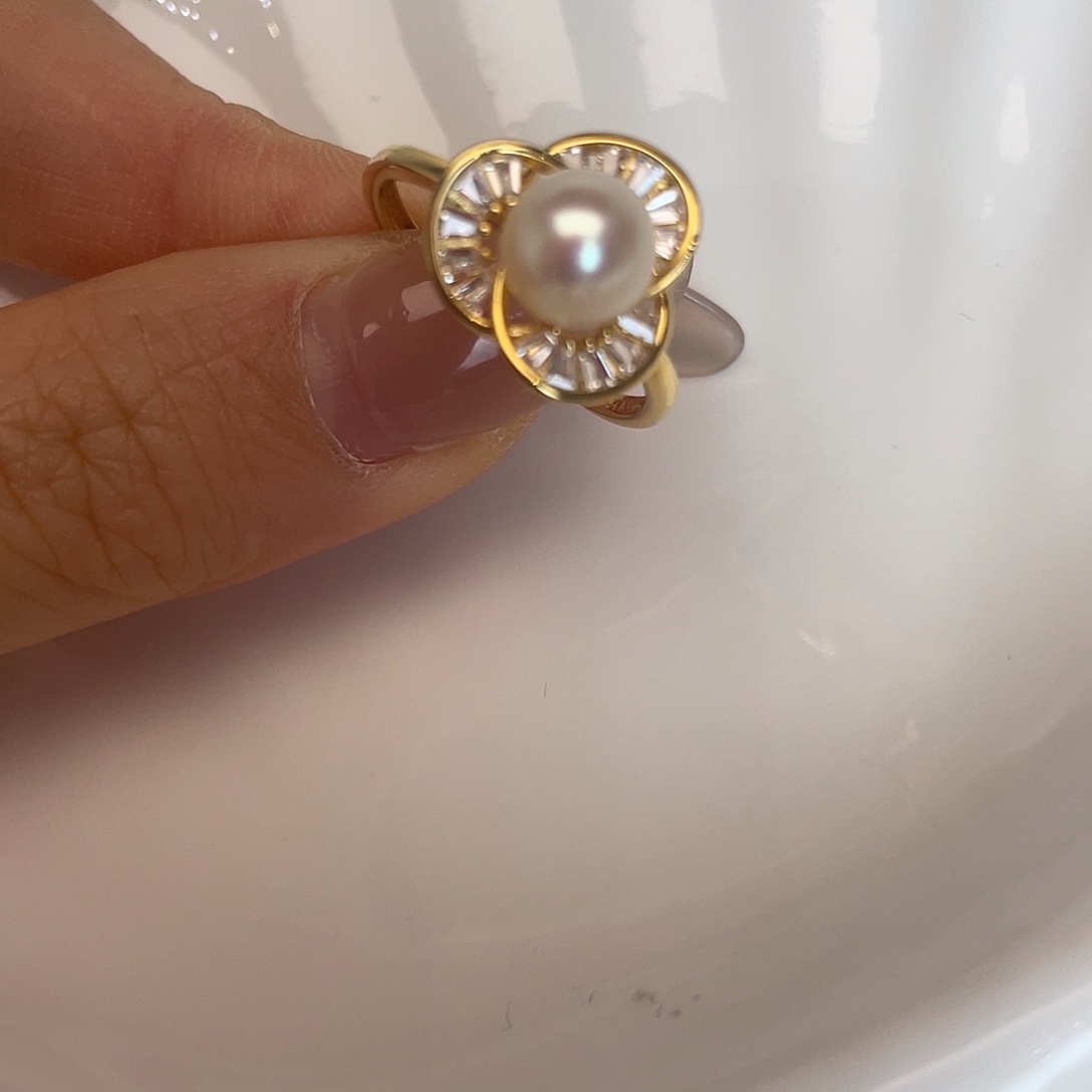 戒指银S925镶嵌海水珍珠