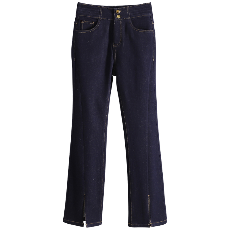 F8059-【左】高腰微弹水洗抓绒休闲牛仔裤#WZE58Z003