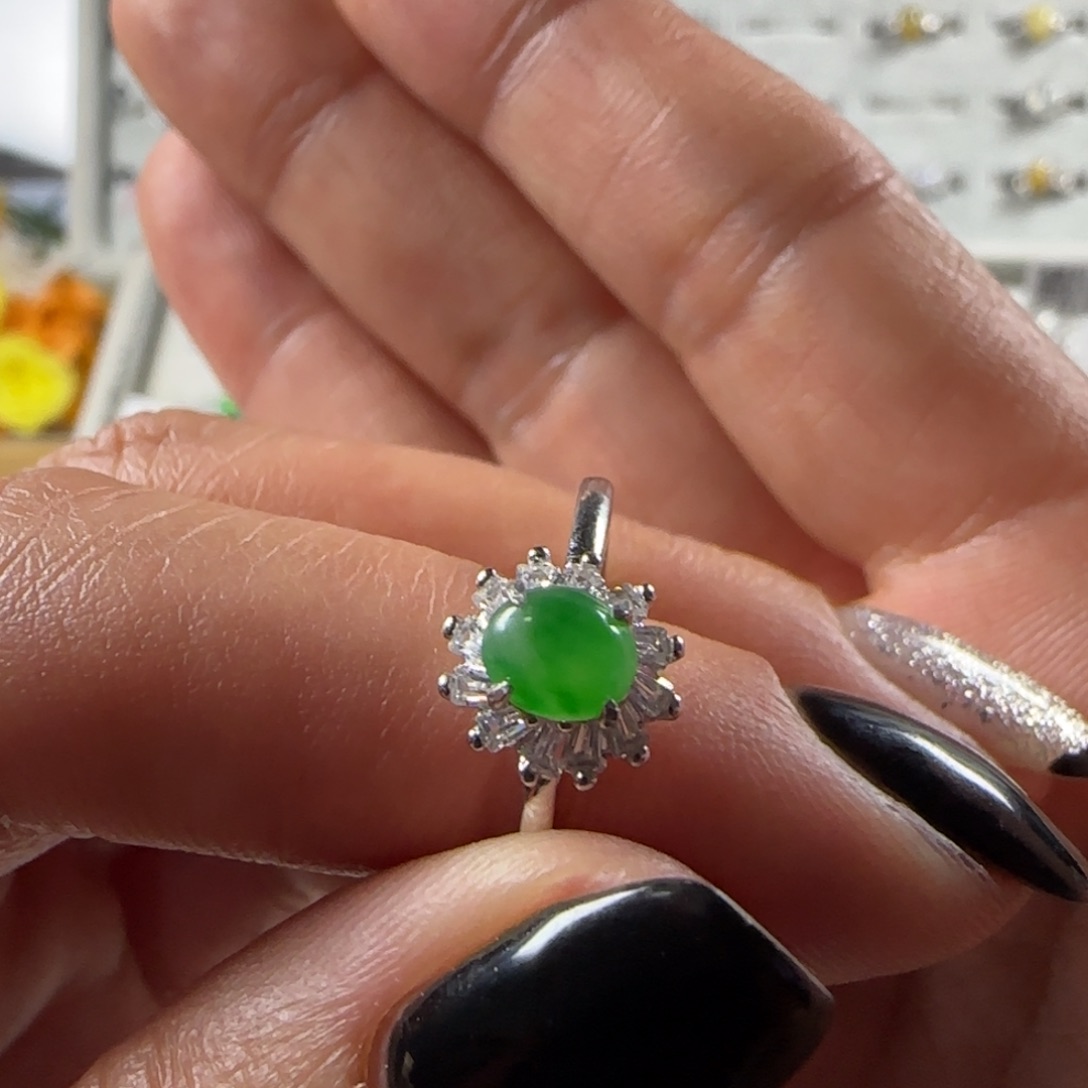 翡翠银S925镶嵌戒指