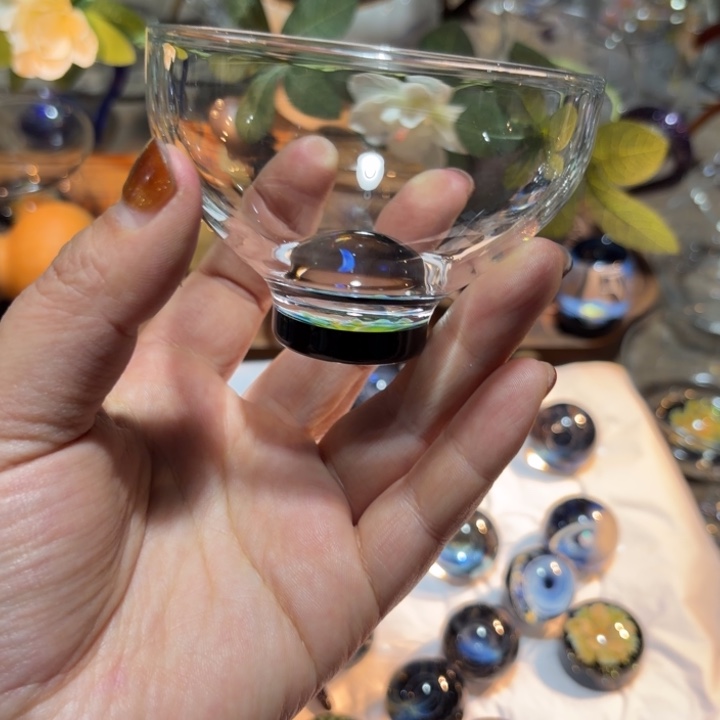 玻璃茶器蓝花语郎杯