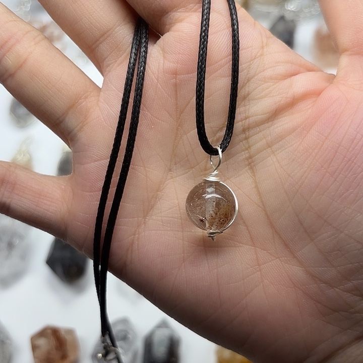 颈饰合金水晶12mm+胶花闪灵钻圆珠项链