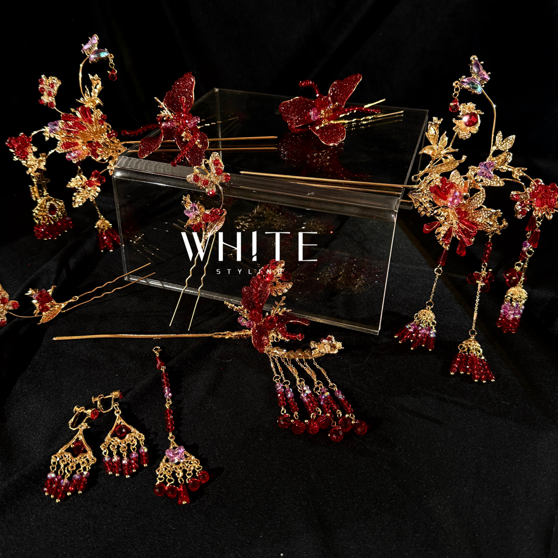 非金属布艺婚庆饰品 WHITE新款红金色福利款中式10大件套