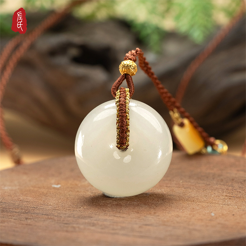 【左氏珠宝】和田玉藕粉平安扣时尚精美经典1797