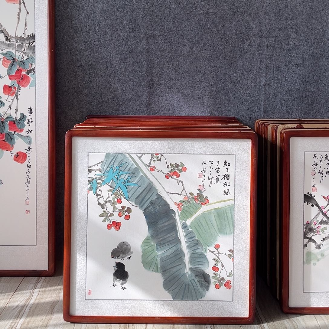 国画书画作品带框63×63