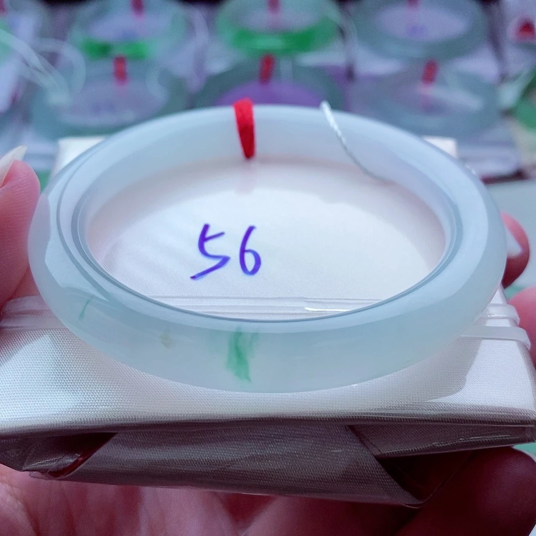 0163圆56冰透起光冰飘花纯净玉！天然缅甸翡翠A货传承56.1，9.0，9.9