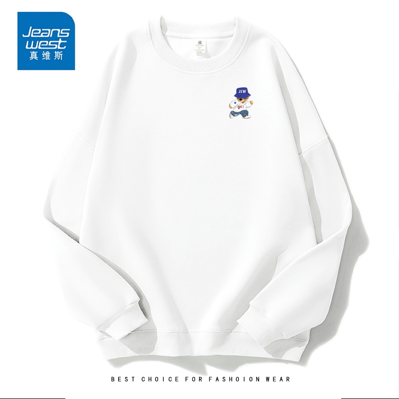 真维斯秋冬新款男女同款ins印花套头卫衣宽松百搭潮流打底上衣