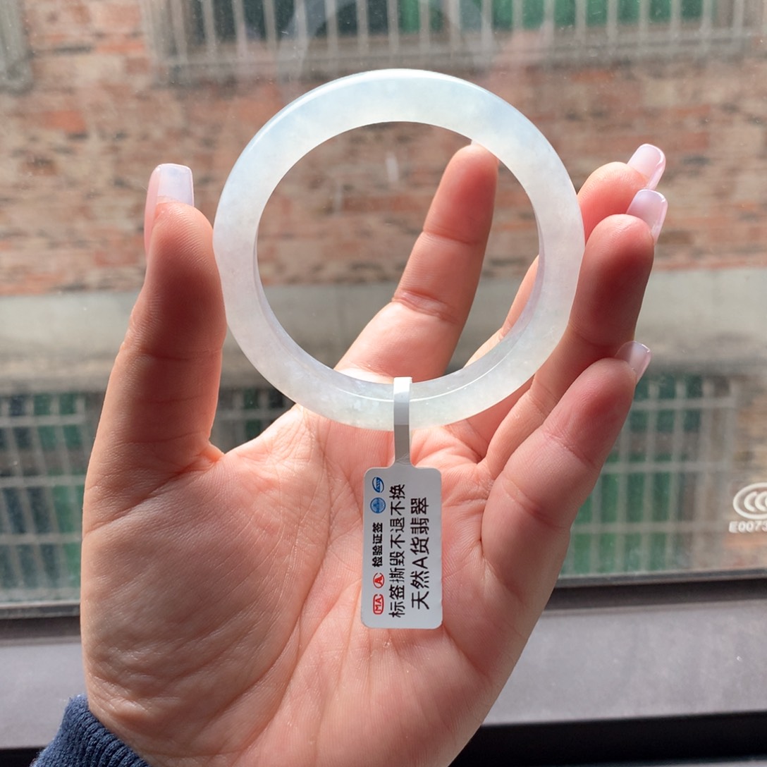 翡翠手镯未镶嵌16 55春彩糯冰正圈