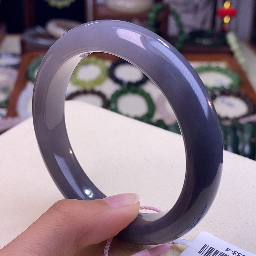 颈饰未镶嵌和田玉收藏老矿料浓烟紫手镯58渐变