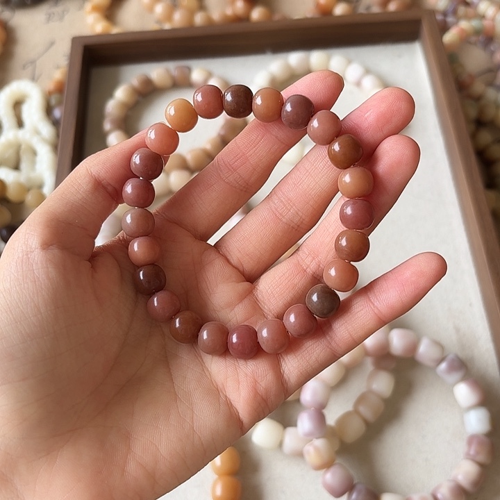 菩提根/象牙果手串卡10苹果珠绒抛干磨