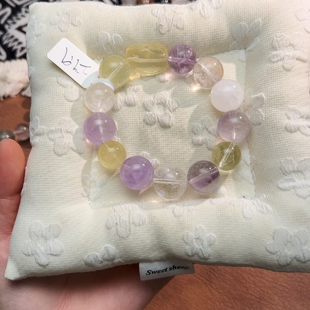 银S925镶嵌手链烟晶紫黄