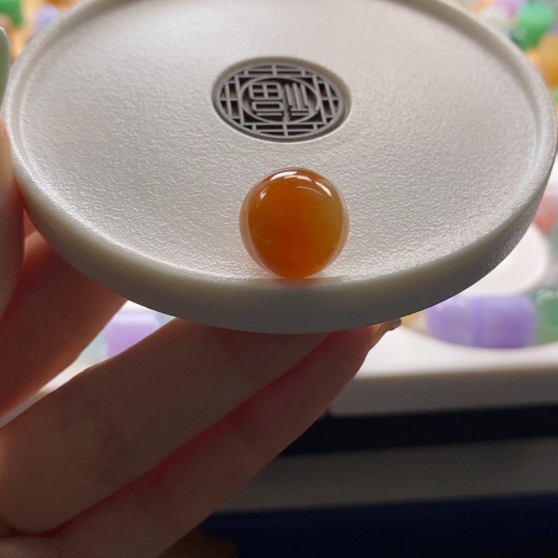 翡翠未镶嵌颈饰橘红圆珠卡13