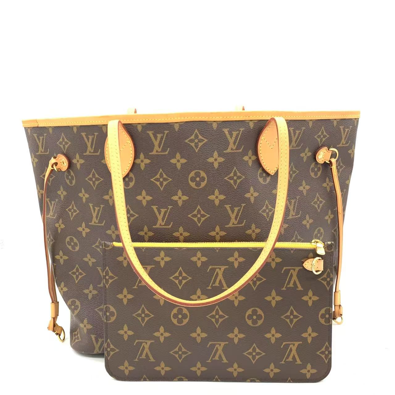 99新 LouisVuitton/路易威登 【安则专属】老花卡其内中号nf托特包