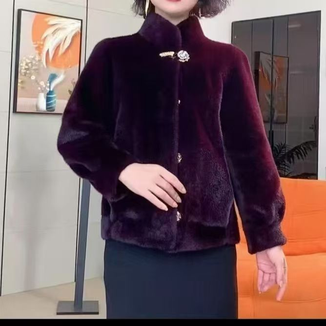 001新款短款外套貂绒女士外套时尚保暖女士秋冬立领冬季