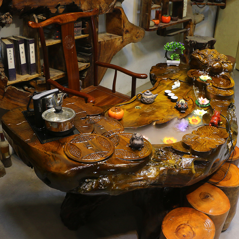 根雕茶台楠木整体树根小型茶几实木茶桌椅组合茶海Y10794
