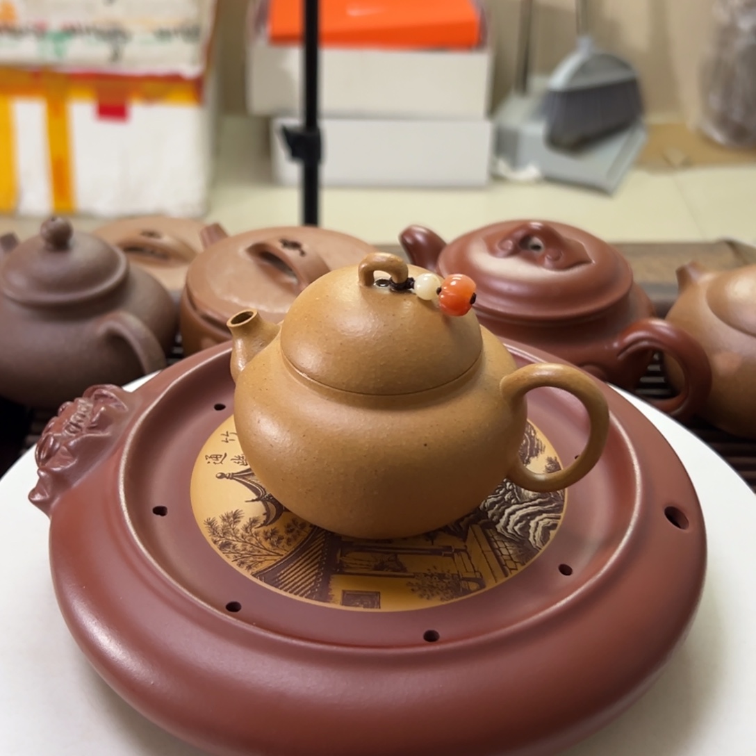 紫砂茶壶欢喜老段泥130