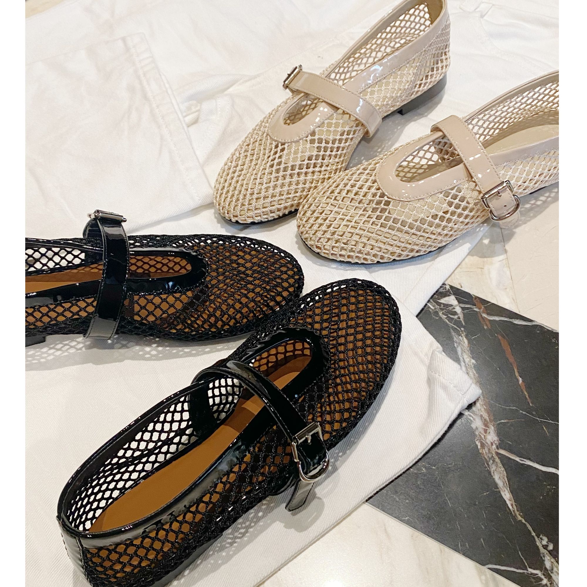 不退不换【Lepanea】渔网款玛丽珍单鞋浅口平底