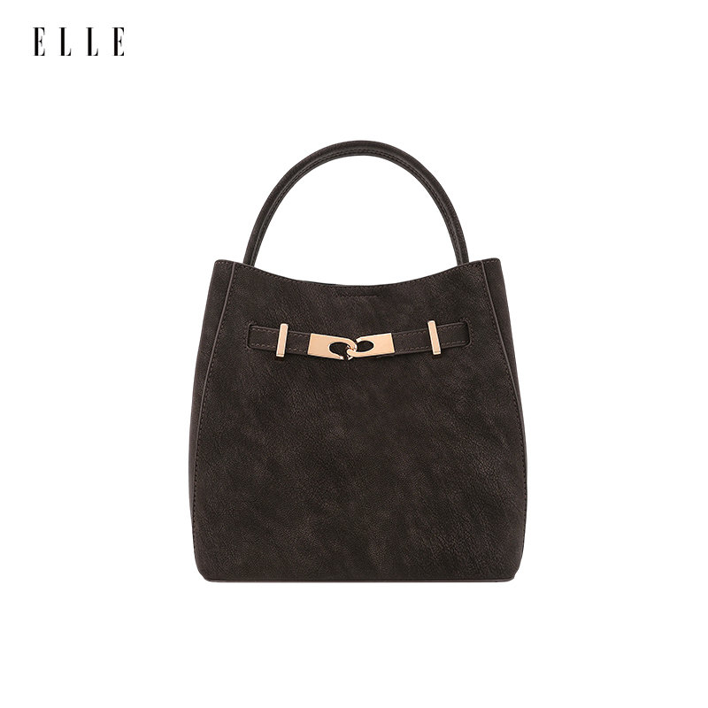 ELLE【琥珀流光】25新款爆款水桶包百搭女士包复古柔雾气质包斜挎包