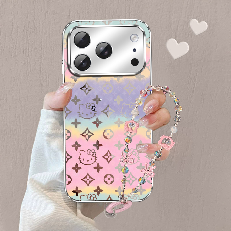 【适用苹果/华为/荣耀/OPPO/VIVO/小米】多彩凯蒂电镀镜面手机壳