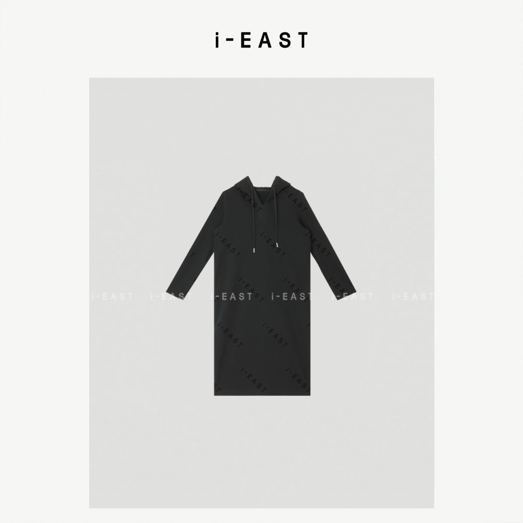 i-EAST 松弛周末~极简慵懒连帽中长款连衣裙-4D Q12985
