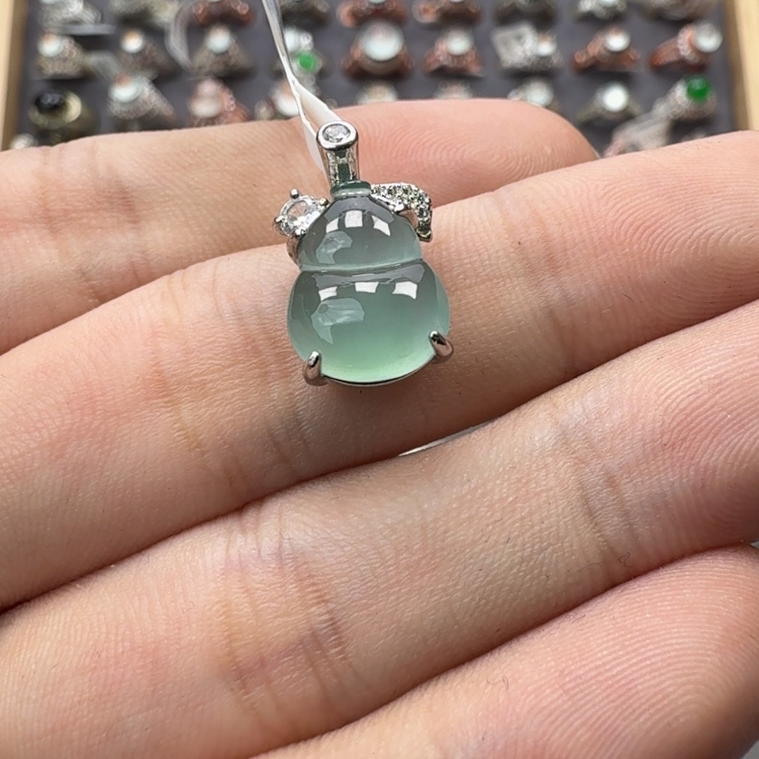 翡翠银S925镶嵌戒指天然缅甸翡翠A货