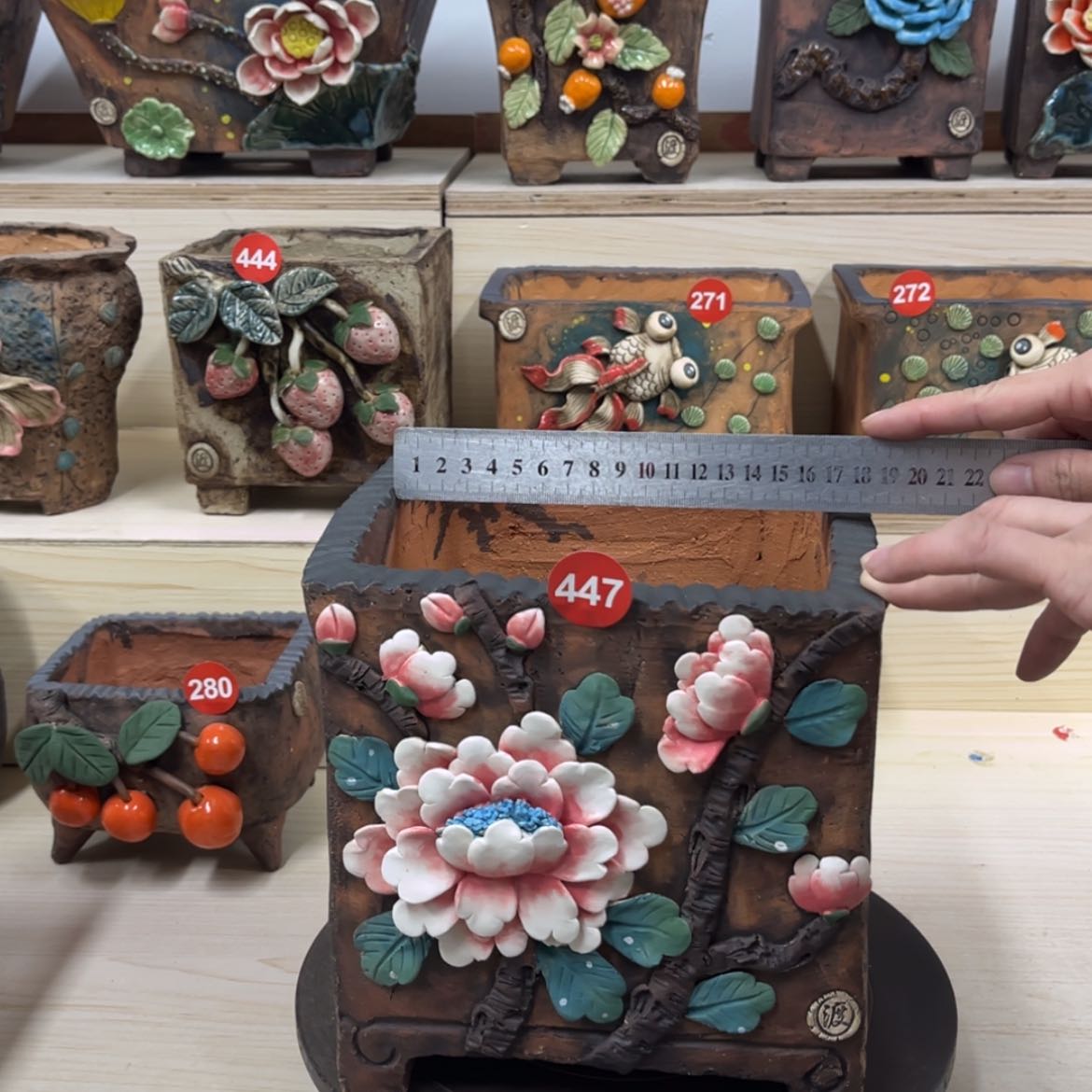 【闪购商品】紫砂花盆447号内口15.5×15.5脚高20