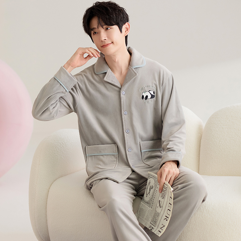 睡衣男士2025年新款爆款海岛绒青年情侣保暖加绒加厚家居服套装