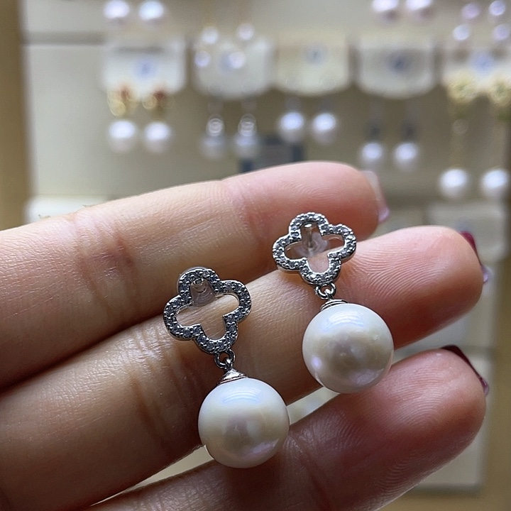 淡水珍珠耳饰银S925镶嵌
