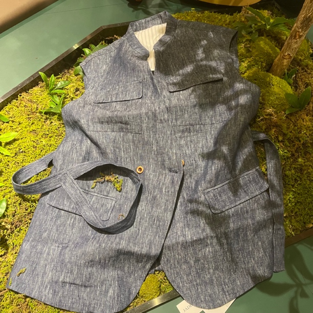 姚家.Bonnie2025时尚休闲牛仔蓝亚麻马甲