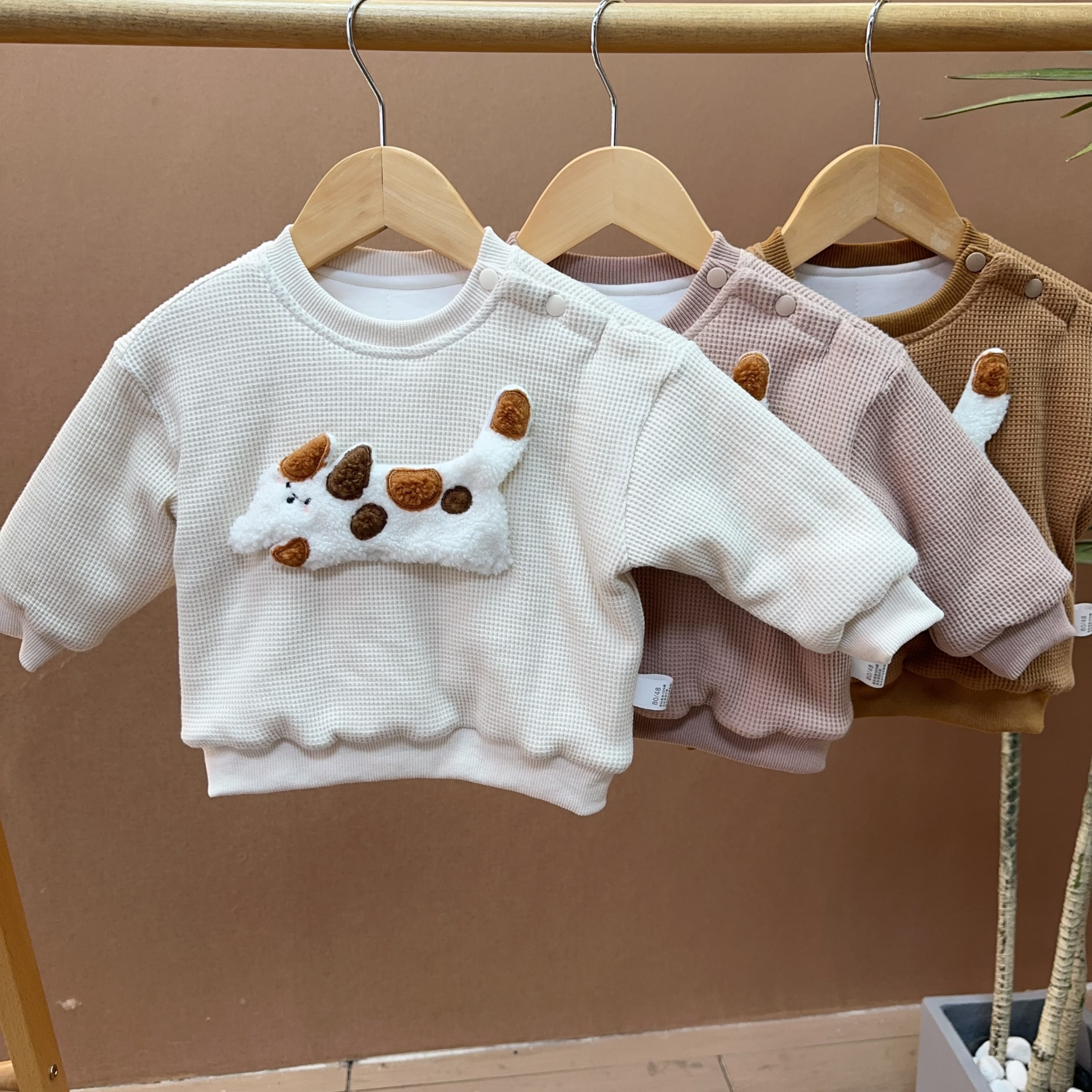 （胖米定制）婴幼儿秋冬新款夹棉开肩上衣