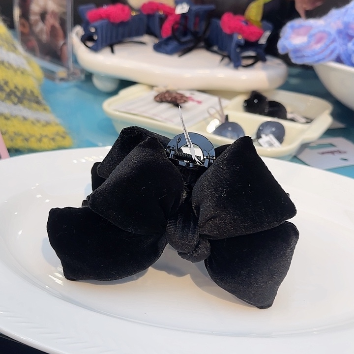 非金属布艺黑丝绒蝴蝶结 大抓夹
