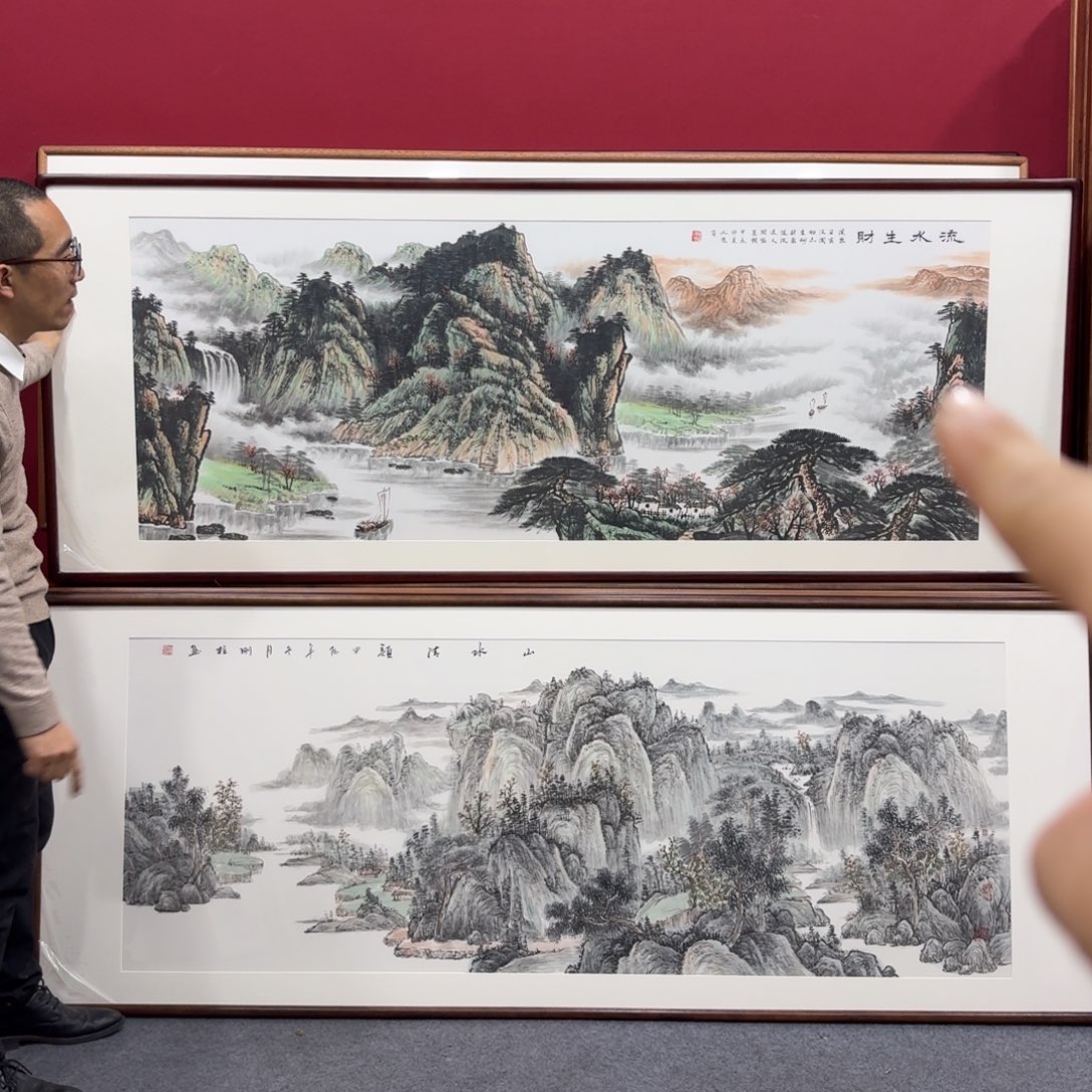 国画手绘作品带框