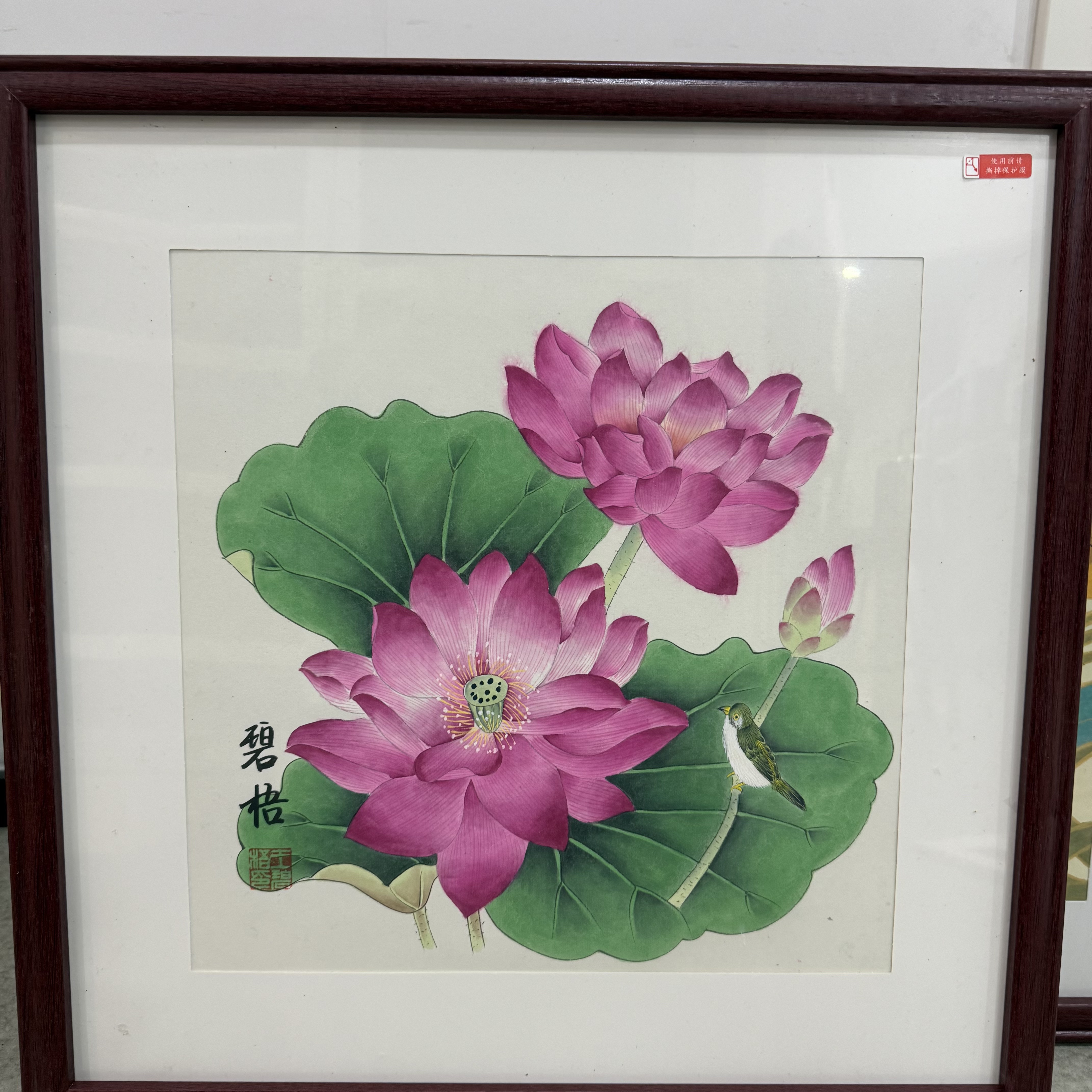 王碧梧绘画1pc带框工笔花鸟