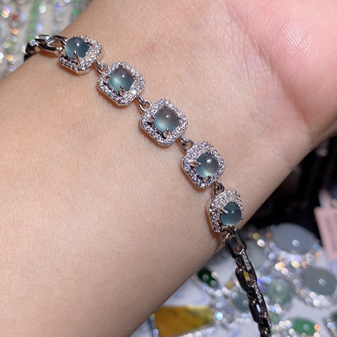 银S925镶嵌手链翡翠n j o o